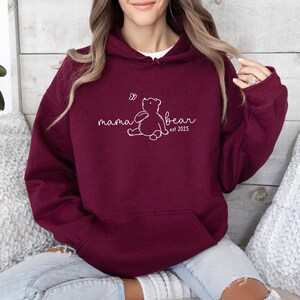 Mama Bear Hoodie, Custom Date Mum Jumper, Personalised Mama Top, New Mum Pullover, Mum To Be Jumper, Mothers Day Gift Top, EST 2025 Mum Top image 7