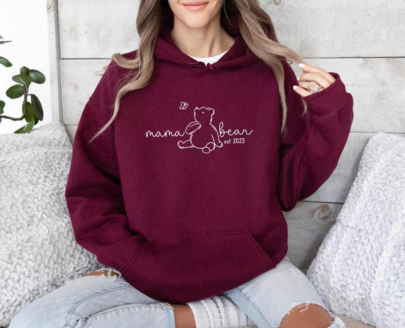 Mama Bear Hoodie, Custom Date Mum Jumper, Personalised Mama Top, New Mum Pullover, Mum To Be Jumper, Mothers Day Gift Top, EST 2025 Mum Top image 7