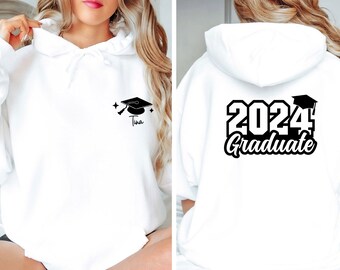 Personalised Graduation Hoodie, Graduate 2024 Jumper, Custom Name