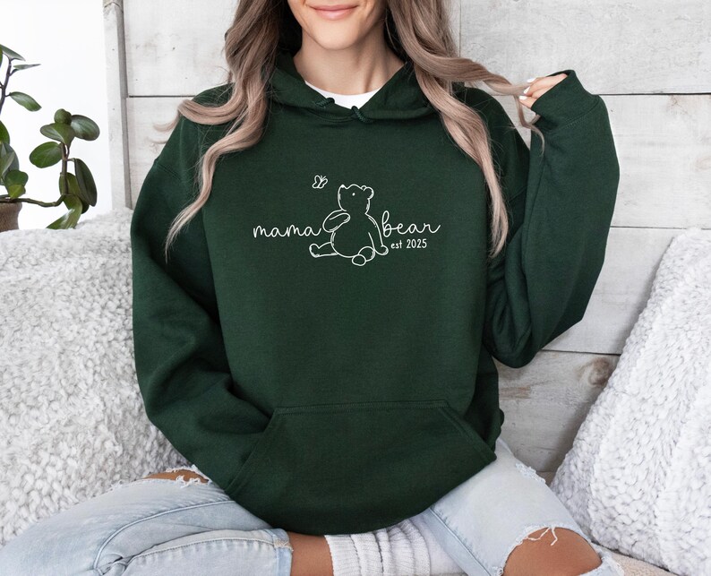 Mama Bear Hoodie, Custom Date Mum Jumper, Personalised Mama Top, New Mum Pullover, Mum To Be Jumper, Mothers Day Gift Top, EST 2025 Mum Top image 8