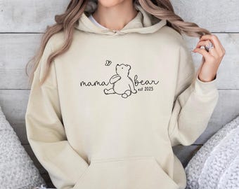 Mama Bear Hoodie, Custom Date Mum Jumper, Personalised Mama Top, New Mum Pullover, Mum To Be Jumper, Mothers Day Gift Top, EST 2025 Mum Top