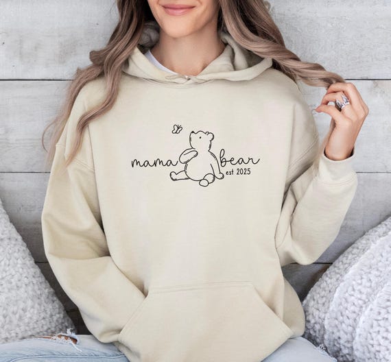 Mama Bear Hoodie, Custom Date Mum Jumper, Personalised Mama Top, New Mum Pullover, Mum To Be Jumper, Mothers Day Gift Top, EST 2025 Mum Top
