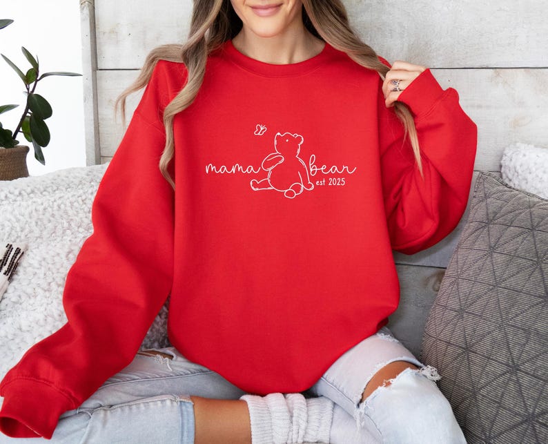 Pull personnalisé « Maman », Sweat-shirt « Maman Ours », Haut personnalisé « Maman », Pull « Nouvelle maman », Pull « Future maman », Cadeau Fête des Mères, Haut « Maman EST 2025 » image 3