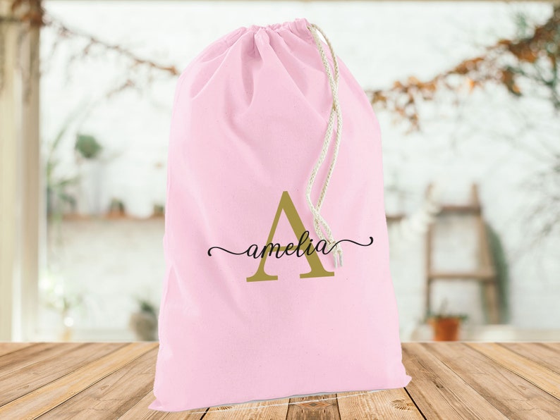 Initial Storage Bag, Personalised Bag, Laundry Bag, Christmas Sack, Kids Toy Bag, Toys Storage, Monogram Bag, Drawstring Bag, Custom Bag image 5