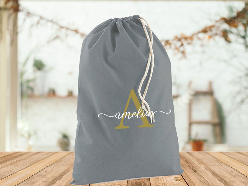 Initial Storage Bag, Personalised Bag, Laundry Bag, Christmas Sack, Kids Toy Bag, Toys Storage, Monogram Bag, Drawstring Bag, Custom Bag image 4