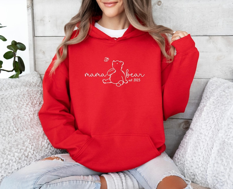 Mama Bear Hoodie, Custom Date Mum Jumper, Personalised Mama Top, New Mum Pullover, Mum To Be Jumper, Mothers Day Gift Top, EST 2025 Mum Top image 5