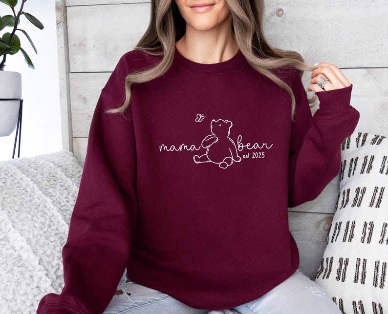 Pull personnalisé « Maman », Sweat-shirt « Maman Ours », Haut personnalisé « Maman », Pull « Nouvelle maman », Pull « Future maman », Cadeau Fête des Mères, Haut « Maman EST 2025 » image 8