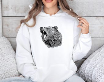 Cute Bear Pullover, WildLife Bear Hoodie, Hunting Jumper, Nature Hoodie, Adventure Bear Hoodie, Adventure Lover Jumper, Bear Lover Gift Top