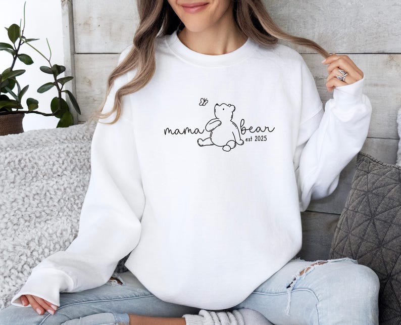 Pull personnalisé « Maman », Sweat-shirt « Maman Ours », Haut personnalisé « Maman », Pull « Nouvelle maman », Pull « Future maman », Cadeau Fête des Mères, Haut « Maman EST 2025 » image 5