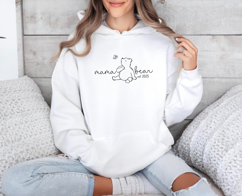 Mama Bear Hoodie, Custom Date Mum Jumper, Personalised Mama Top, New Mum Pullover, Mum To Be Jumper, Mothers Day Gift Top, EST 2025 Mum Top image 4
