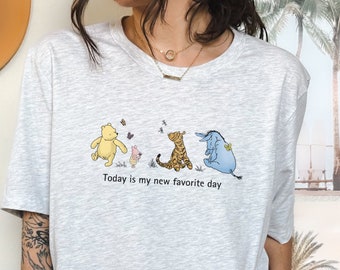 Classic Winnie the Pooh T-Shirt, Classic Pooh Shirt, Pooh Bear Tee, A.A. Milne Merch, Today Is My New Favorite Day, Eeyore Piglet Tigger