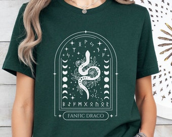 Fanfic Draco Shirt, Dramione Fanfiction T-Shirt, Malfoy Tee, AO3 Merch, Dramione Reader Gift, Runes Snake Magic, Gift for HP Fanfic