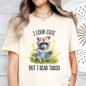 Smut Reader Shirt, Racoon Bookish T-Shirt, Gift for Book Lover, Romantasy Reader Tee, Romance Reading Apparel, Funny Reading Tshirt