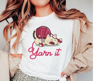 T-shirt drôle de tricot, chemise drôle de chat, tee-shirt d'amant de chat, cadeau de tricot, chemise d'amant de tricot, cadeau de tricoteur, cadeau d'amant de fil, cadeau de crochet