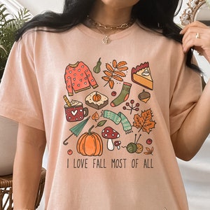 I Love Fall Most of All Shirt, Fall Doodle TShirt, It&#39;s Fall Y&#39;all, Thanksgiving Tee, Hello Fall, Fall Teacher Shirt, Happy Fall Yall