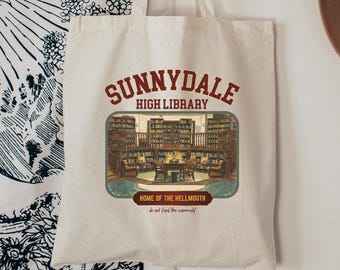 Sunnydale High Library Tote Bag, Buffy Fandom Gift, Vampire Slayer Fan Gift