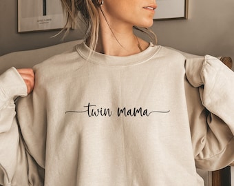 Twin Mom Sweatshirt, Twin Mama Sweater, Twin Pregnancy Sweatshirt, Pregnancy Reveal T-Shirt, Expecting Twins Shirt, Twin Mom Gifts