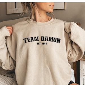 Vampire Sweatshirt, Vampire Fan Sweatshirt, Damon Pullover, Team Damon Crewneck, Salvatore Brothers Sweatshirt