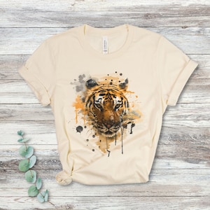 Tiger Grafik Shirt, Tiger Aquarell, Dschungel Shirt, Safari T-Shirt, Tier Liebhaber Shirt, Tiger Liebhaber Geschenk, Raubkatze Shirt, Tier Liebhaber Geschenk