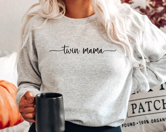 Twin Mom Sweatshirt, Twin Mama Sweater, Twin Pregnancy Sweatshirt, Pregnancy Reveal T-Shirt, Expecting Twins Shirt, Twin Mom Gifts