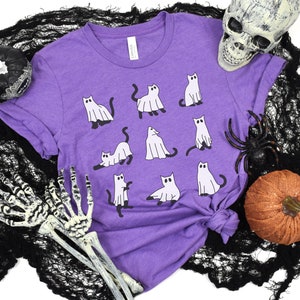 Halloween Shirt, Cat TShirt, Ghost Shirt, Halloween Cat T-Shirt, Cat Lover Shirt, Black Cat Tee, Spooky Season, Ghost Cat Shirt