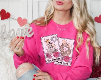 The Lovers Tarot Sweatshirt, True Love Skeleton, Gothic Wedding Sweatshirt, Goth Bride Sweater, Valentine Sweatshirt, Tarot Skeleton