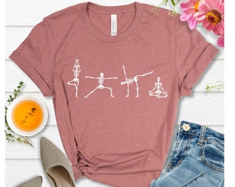 Yoga Skeleton Shirt, Yoga Instructor TShirt, Yoga Teacher Halloween, Skeletons Yoga T-Shirt, Yoga Lover Shirt, Funny Yoga Tee
