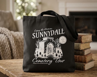 Sunnydale Cemetery Tour Cotton Canvas Tote Bag, Buffy Merch, Vampire Slayer Lover Gift, Spike Fan, Buffy Fandom Merch, Hellmouth Apparel