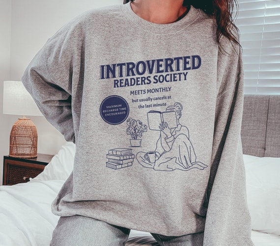 Introverted Readers Society Sweatshirt, Anti-Social Book Club, Reading Lover Gift, Bookworm Sweater, Book Apparel, Cozy Reader Crewneck