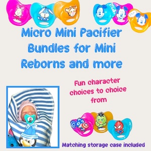 Character Themed Micro Mini Pacifier Sets. Includes Matching Storage Case