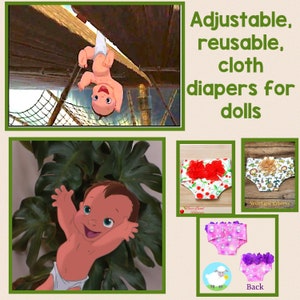 Adjustable Cloth Diapers for Baby Alive, Reborns, Minikane, Bitty Baby and many more. Endless changing fun