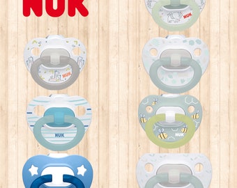 Tétine de marque NUK pour bébés Reborn et en silicone. Modification au choix. Comprend un aimant supplémentaire, du mastic collant et du mastic silicone.