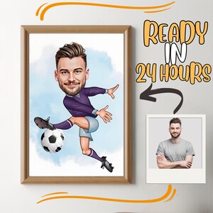 Ritratto caricaturale personalizzato di un calciatore: regalo di arte digitale personalizzato