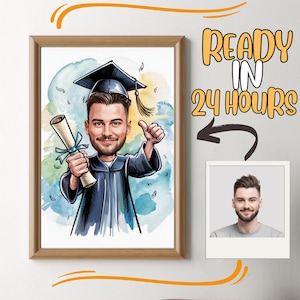 Retrato de formatura personalizado em desenho animado, Retrato de formatura, Presente de formatura, Desenho animado de formatura, Caricatura de formatura, Caricatura de foto