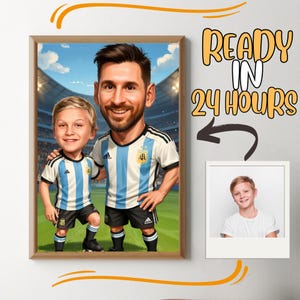 Personalized Lionel Messi Poster with my photo to print in A4 or A3 size. Personalized football gift
