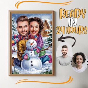 Custom Couple Cartoon Portrait, Couple Portrait, Couple Gift, Couple Caricature, Family Portrait, Custom Caricature, Anniversary Gift