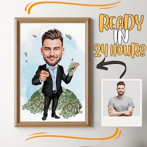 Caricatura de chefe personalizada a partir de foto, presente de chefe para homens, desenho animado de chefe, caricatura de chefe engraçada, caricatura de chefe, presente para chefe, presente digital de chefe