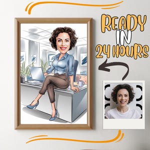 Benutzerdefinierte Boss Cartoon Portrait, Boss Portrait, Geschenke für Boss, Boss Karikatur, Boss Lady Cartoon, lustige Boss Lady Karikatur, Boss Art