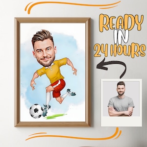 Ritratto caricaturale personalizzato di un calciatore: arte digitale personalizzata (download digitale)