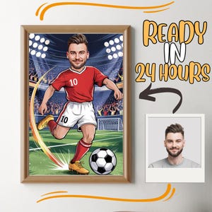Ritratto caricaturale personalizzato di un calciatore: disegno animato personalizzato (download digitale)