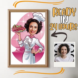 Retrato de Chef Personalizado em Desenho Animado: Presente de Chef Personalizado (Download Digital)