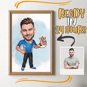 Custom Coach Cartoon Portrait, Coach Portrait, Coach Gift, Coach Cartoon, Coach Caricature, Caricature from Photo, Football Coach Cartoon