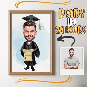Custom Graduation Cartoon Portrait: Personalized Caricature Gift (Digital Download)