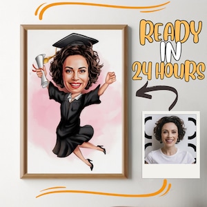 Ritratto di cartone animato di laurea personalizzato, Ritratto di laurea, Regalo di laurea, Cartone animato di laurea, Caricatura di laurea, Caricatura da foto