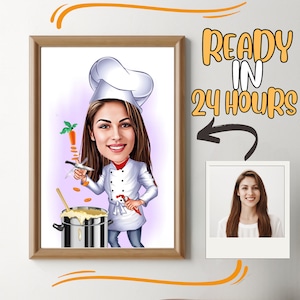 Retrato de Chef Personalizado: Presente de Caricatura Personalizado (Download Digital)