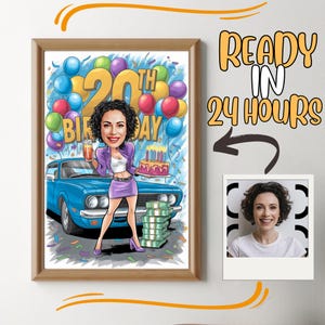 20. Geburtstag, besondere Tag Karikatur, Foto zu Cartoon, Geburtstagsgeschenk für Mädchen, Damen, Frauen, Männer, Jungen, Herren Karikatur vom Foto