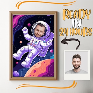 Retrato de astronauta personalizado, retrato de astronauta, regalo de astronauta, caricatura de astronauta, caricatura de foto