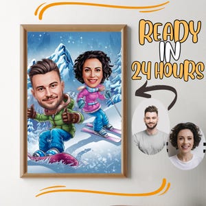 Custom Couple Cartoon Portrait, Couple Portrait, Couple Gift, Couple Caricature, Family Portrait, Custom Caricature, Anniversary Gift