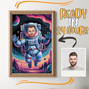 Retrato de astronauta personalizado, retrato de astronauta, regalo de astronauta, caricatura de astronauta, caricatura de foto