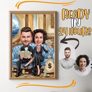 Custom Couple Cartoon Portrait, Couple Portrait, Couple Gift, Couple Caricature, Family Portrait, Custom Caricature, Anniversary Gift